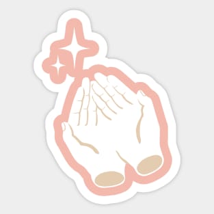 Caring hands pink aesthetic with two stars Sticker